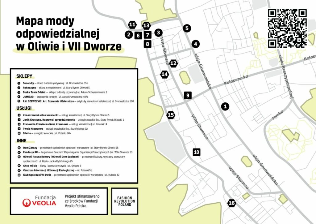 Mapa Mody Odpowiedzialnej w Oliwie i VII Dworze - Fashion Revolution Polska